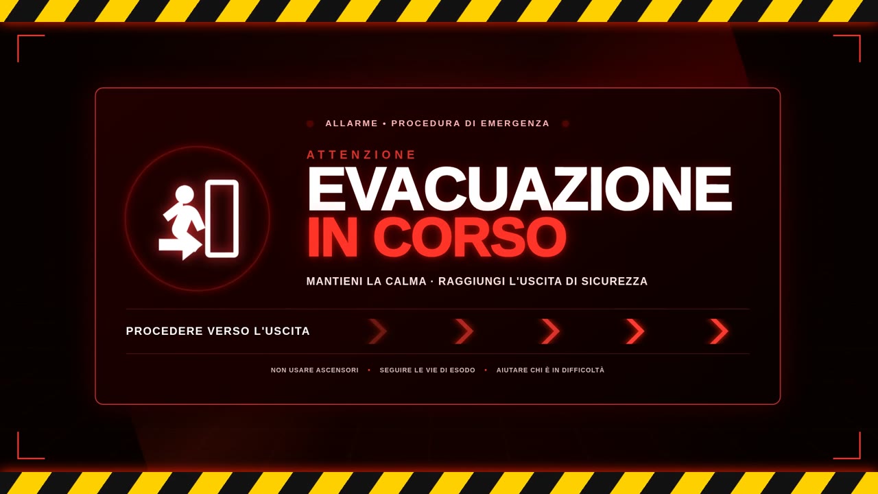 Evacuazione in corso — Uscita immediata (alert_a003)