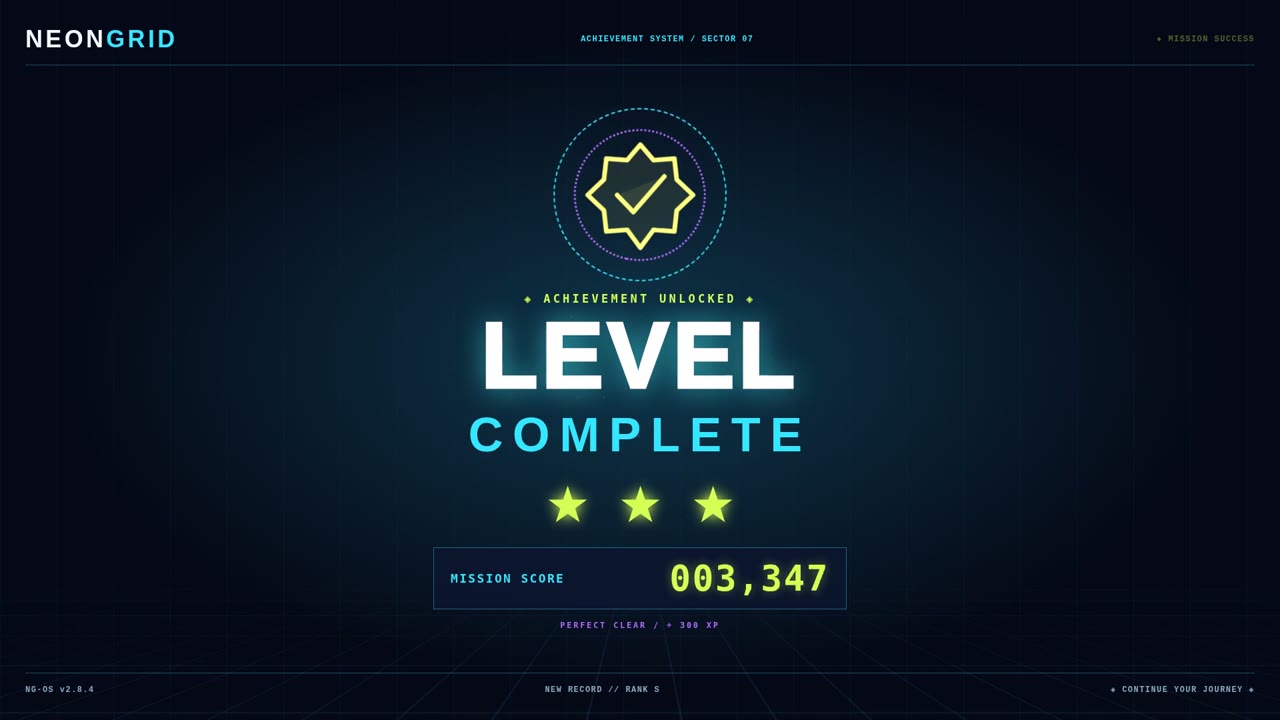 NEON GRID — Level Complete (gaming_a006)