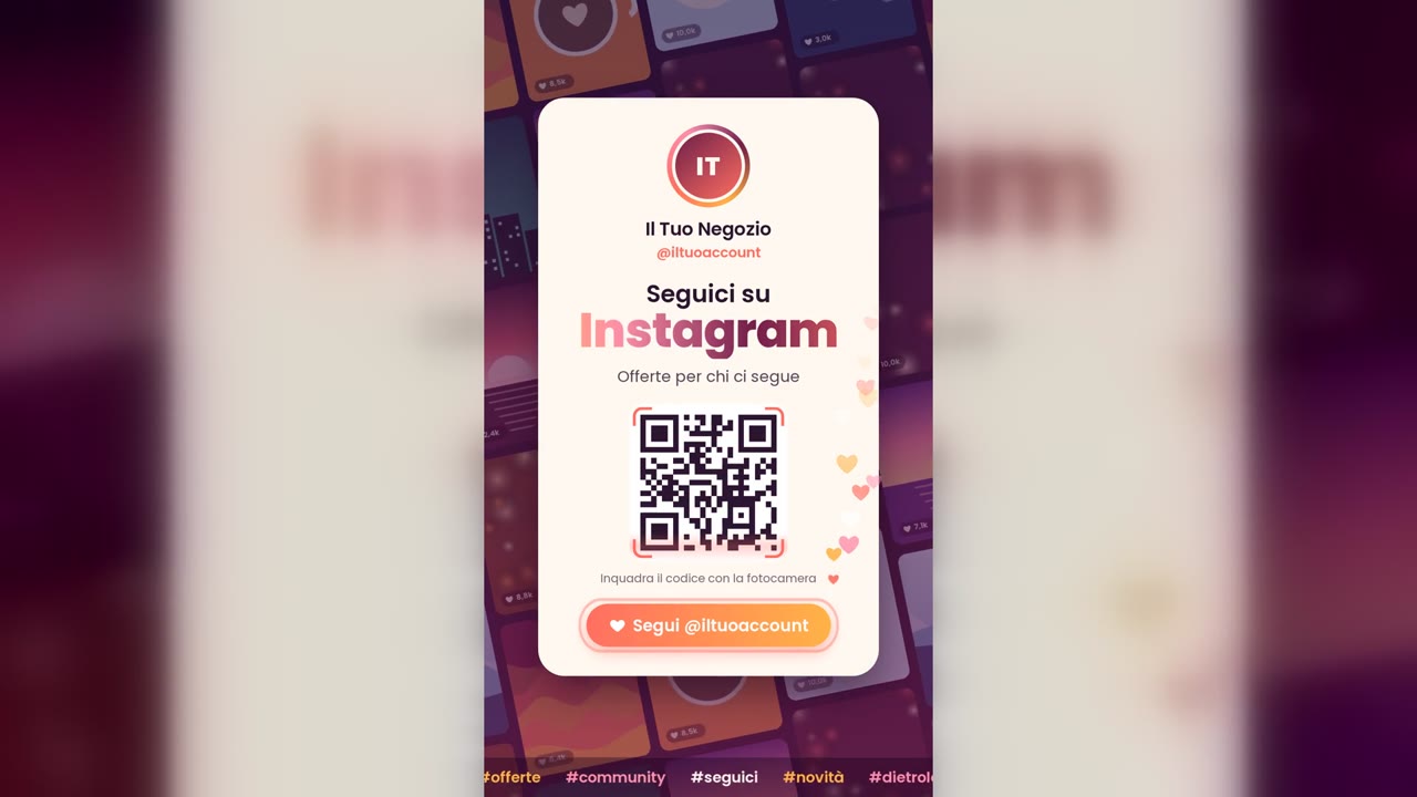 Seguici su Instagram, totem verticale — versione italiana (social_a001)